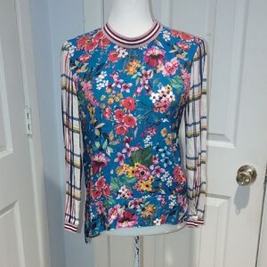 Zara Multicolor Floral and Plaid Blouse #0010